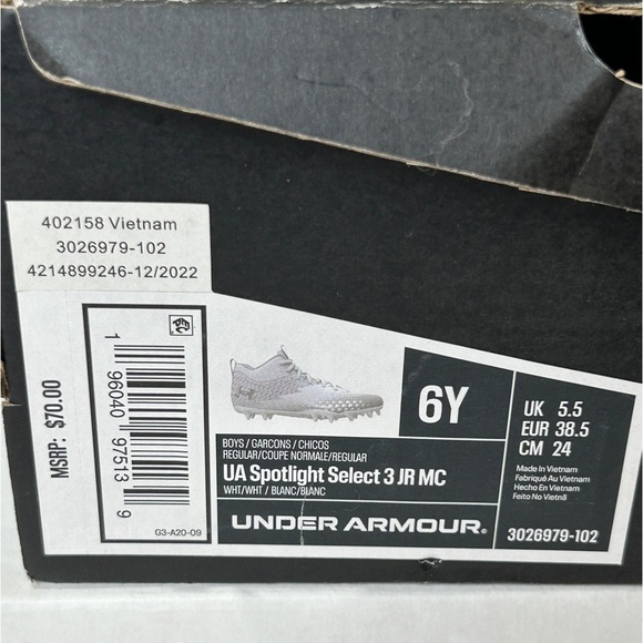 Under Armour Boys Cleats Spotlight Select 3 Jr. MC White size-6Y GUC - Picture 7 of 7